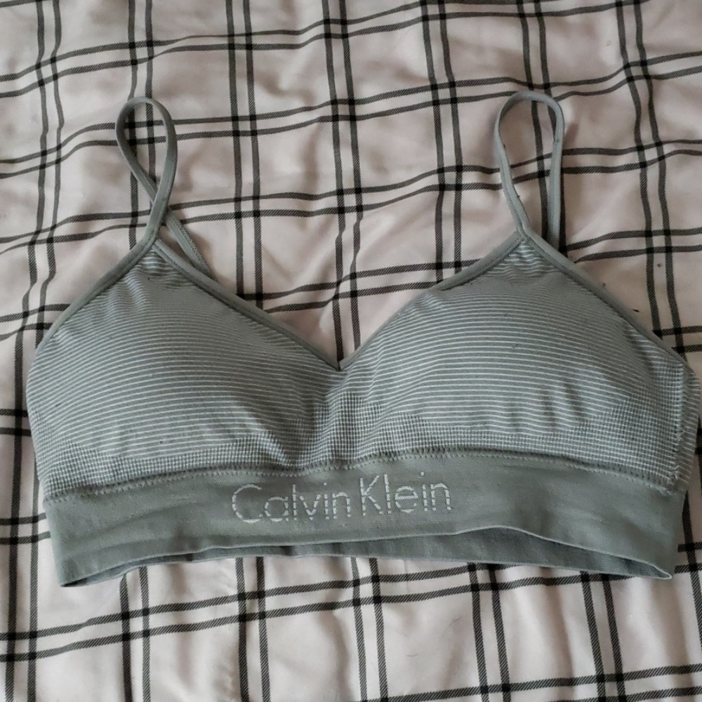 New Calvin Klein Grey Striped Bra
